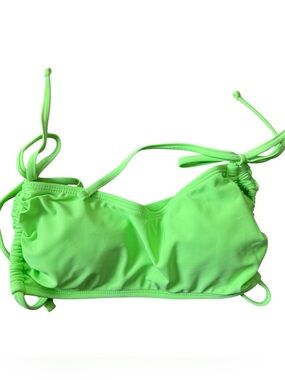 NOBO Neon Green Ruched Tie-Side Bikini Top NWT Size M Recycled